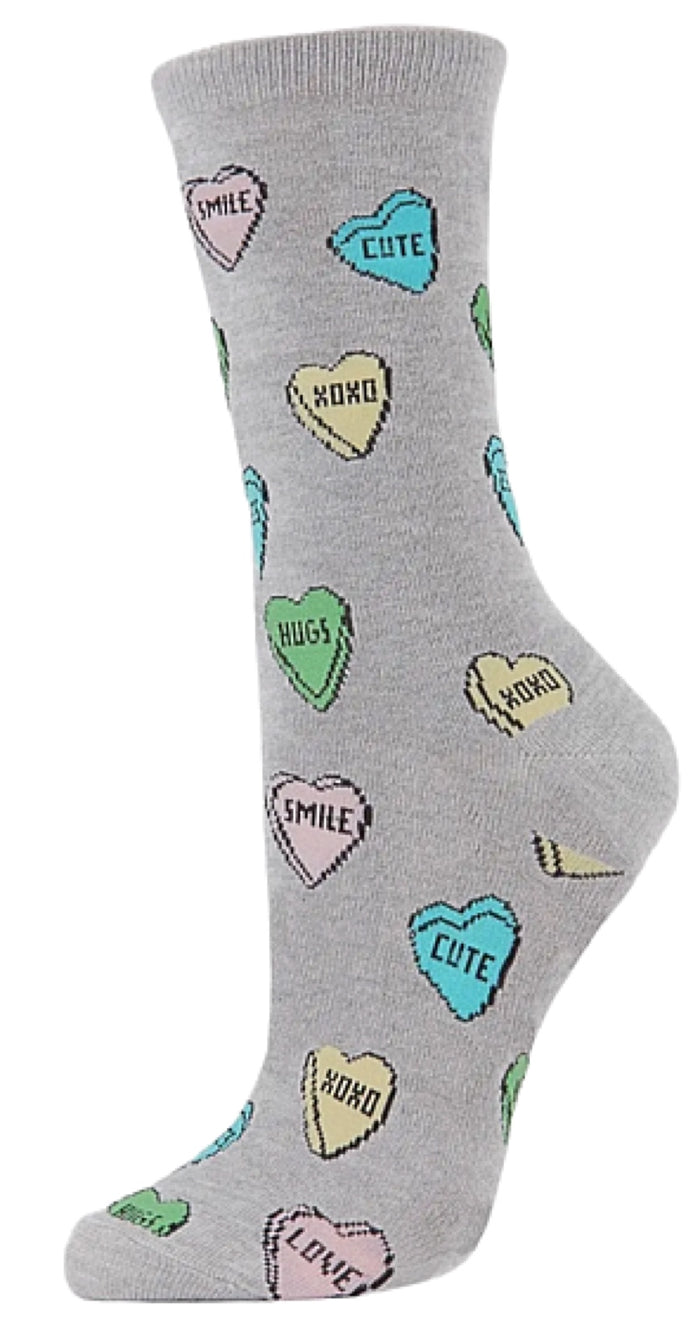 Memoi Brand Ladies VALENTINE DAY CANDY HEARTS Socks ‘LOVE HUGS KISSES’