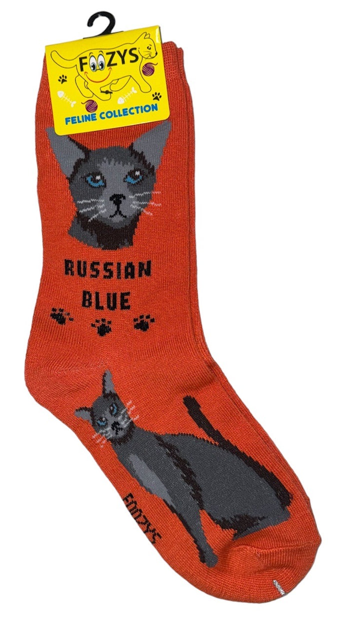 FOOZYS BRAND Ladies  RUSSIAN BLUE Cat Socks