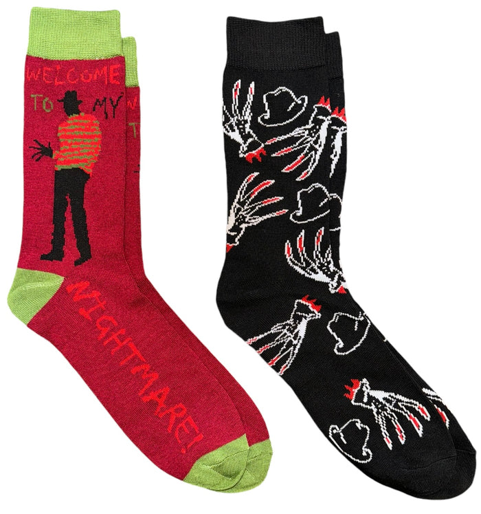 A NIGHTMARE ON ELM STREET Men’s 2 Pair Of FREDDY KRUEGER Socks ‘WELCOME TO MY NIGHTMARE’