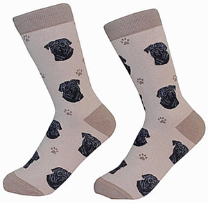BLACK PUG Dog Unisex Socks By E&S Pets CHOOSE SOCK DADDY, HAPPY TAILS, LIFE IS BETTER - Novelty Socks for Less
