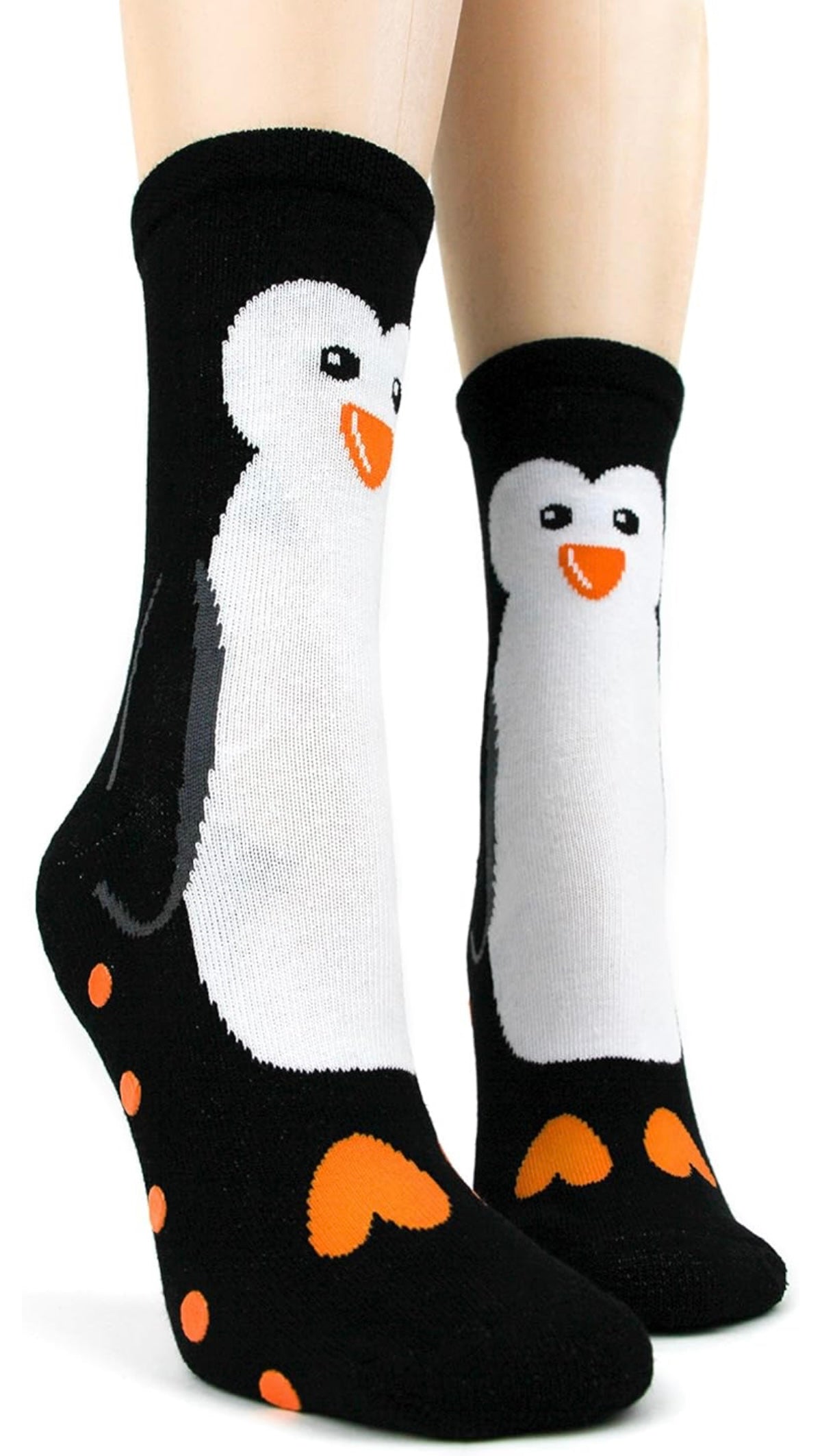 FOOT TRAFFIC Brand Ladies PENGUIN Non-Skid Slipper Socks Novelty
