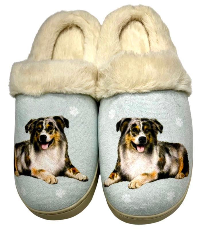 SNUGGS Memory Foam AUSTRALIAN SHEPHERD Dog Non Slip Slippers (Choose Size) By E&S Pets