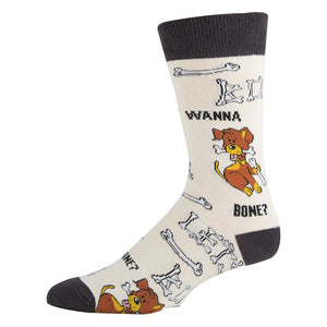 OOOH YEAH Brand Men’s DOG Socks ‘WANNA BONE?’ - Novelty Socks And Slippers