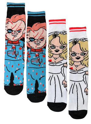 CHUCKY The Movie Men’s 2 Pair Of Socks With TIFFANY VALENTINE - Novelty Socks And Slippers