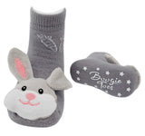 BOOGIE TOES Unisex BUNNY With Carrots Rattle Gripper Bottom Socks By PIERO LIVENTI - Novelty Socks And Slippers