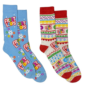 KELLOGGS FROOT LOOPS Cereal Men’s CHRISTMAS 2 Pair Of Socks COOL SOCKS Brand - Novelty Socks for Less