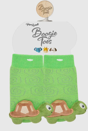 BOOGIE TOES Unisex Baby TURTLE RATTLE GRIPPER BOTTOM SOCKS By PIERO LIVENTI - Novelty Socks And Slippers