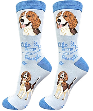 BEAGLE Dog Unisex Socks By E&S Pets (CHOOSE SOCK DADDY, LIFE IS BETTER, HAPPY TAILS) - Novelty Socks for Less