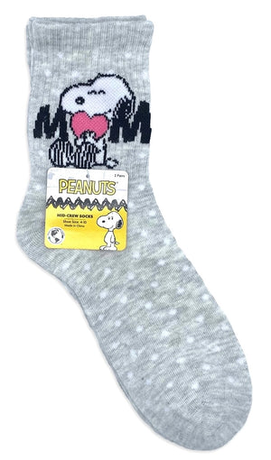 PEANUTS Ladies MOTHER’S DAY 2 Pair Of SNOOPY Socks ‘STRONG LIKE MOM’ - Novelty Socks And Slippers