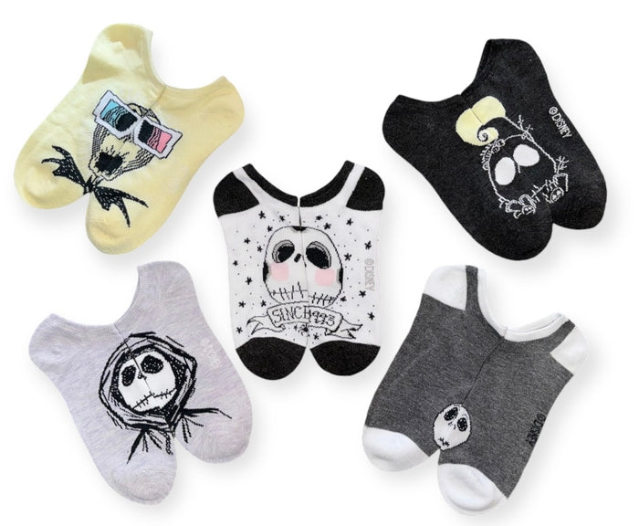 DISNEY THE NIGHTMARE BEFORE CHRISTMAS Ladies 5 Pair Of No Show Socks JACK SKELLINGTON