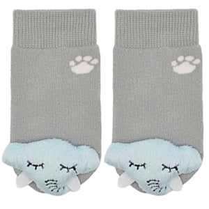 BOOGIE TOES Baby Unisex SLEEPY ELEPHANT Rattle Gripper Bottom Socks By Piero Liventi - Novelty Socks And Slippers
