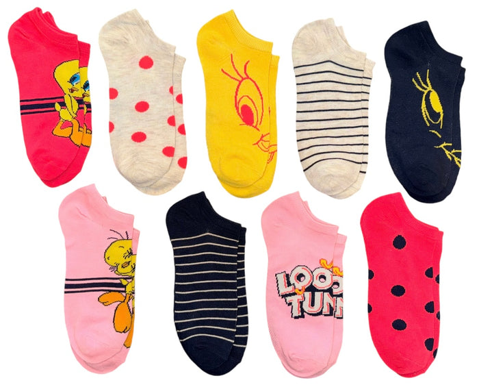 LOONEY TUNES Ladies 9 Pair Of Low Show Socks TWEETY BIRD