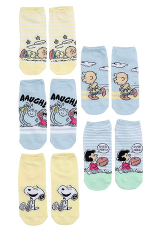 PEANUTS Ladies 5 Pair Of No Show Socks LUCY & CHARLIE BROWN FOOTBALL