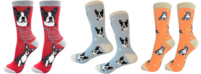 BOSTON TERRIER Dog Unisex Socks By E&S Pets CHOOSE SOCK DADDY, HAPPY TAILS, LIFE IS BETTER