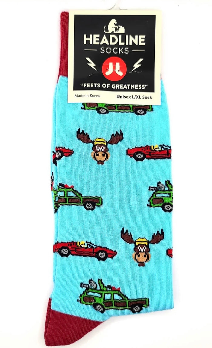 NATIONAL LAMPOONS VACATION Unisex Socks HEADLINE Brand FERRARI, MOOSE MUG, STATION WAGON