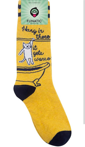 FUNATIC Brand Unisex CAT Socks HANG IN THERE IT GETS WORSE’