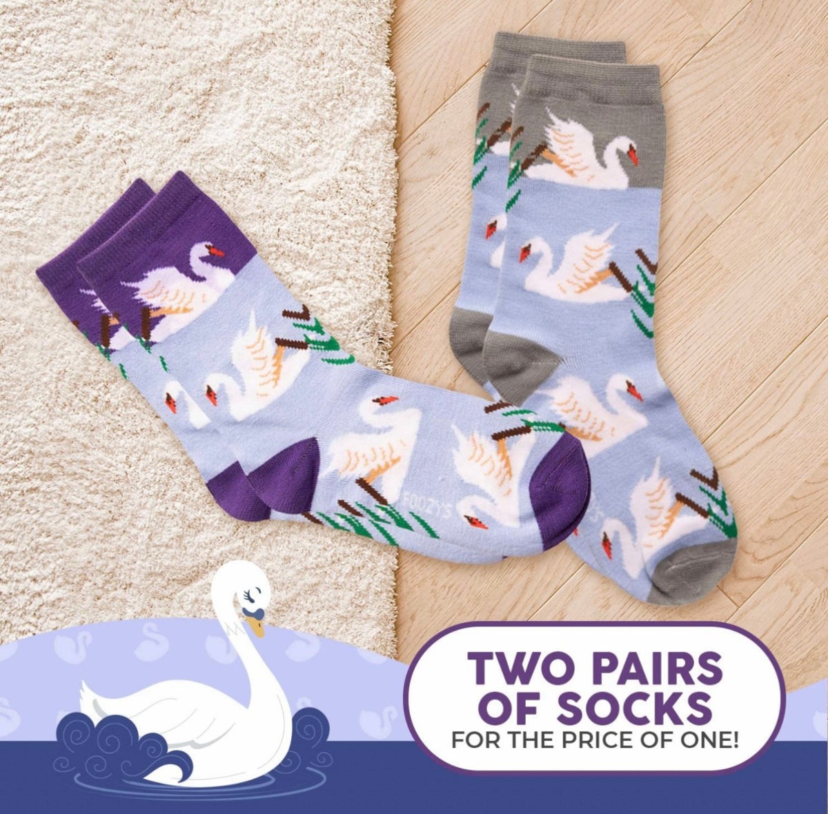 SWANS Ladies 2 Pair Of Socks FOOZYS Brand | Novelty Socks And Slippers