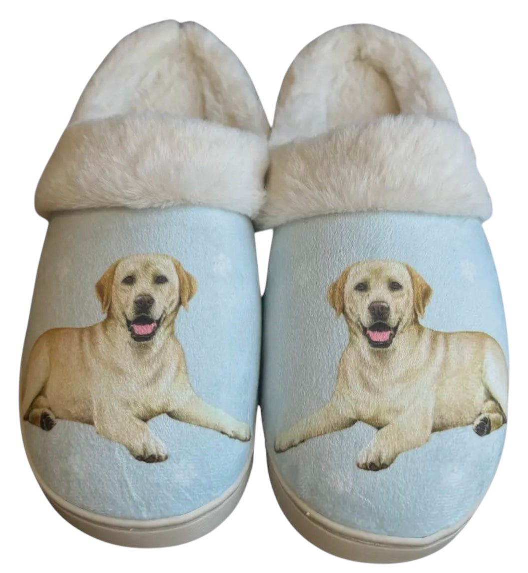 SNUGGS Memory Foam YELLOW LABRADOR Dog Non Slip Slippers (Choose