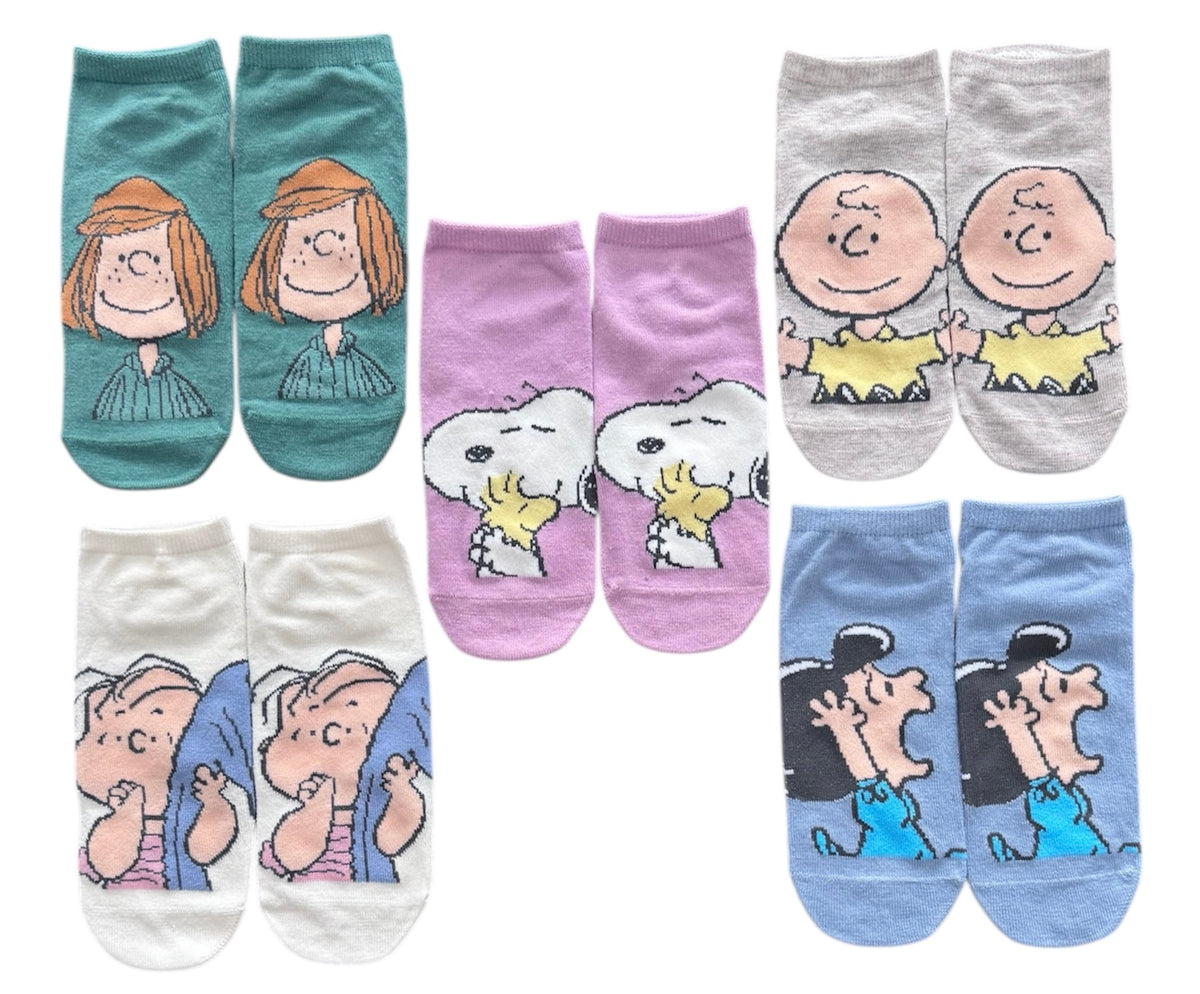 PEANUTS Ladies 5 Pair Of No Show Socks LINUS, LUCY, PEPPERMINT PATTY
