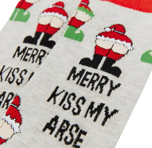 URBAN ECCENTRIC Brand Unisex SANTA MOONING Christmas Socks ‘MERRY KISS MY ARSE’