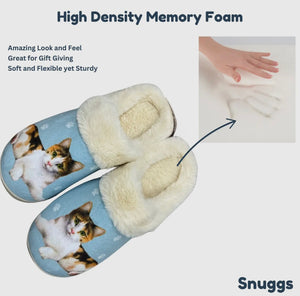 SNUGGS Memory Foam CALICO CAT Non Slip Slippers By E&S Pets (Choose Size)