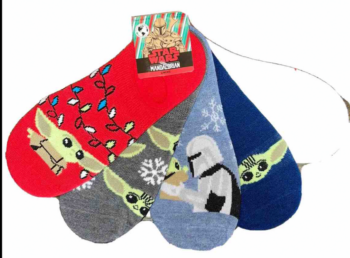 STAR WARS BABY YODA Ladies CHRISTMAS 5 Pair Of No Show Liner Socks ‘MERRY FORCE BE WITH YOU’RE