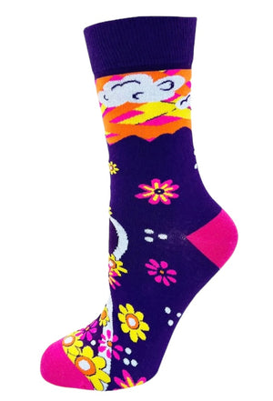 FABDAZ Brand Ladies FLORAL Socks ‘HERE COMES THE SUN’ - Novelty Socks And Slippers