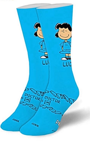 PEANUTS Unisex LUCY Socks ‘THE DOCTOR IS IN’ COOL SOCKS Brand - Novelty Socks for Less