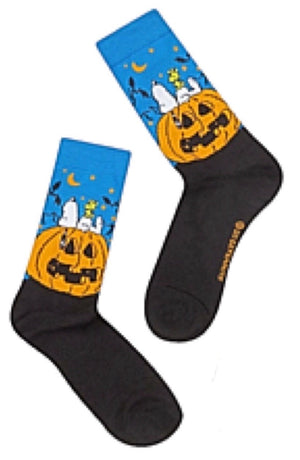 PEANUTS Men’s SNOOPY HALLOWEEN Socks With WOODSTOCK & THE GREAT PUMPKIN