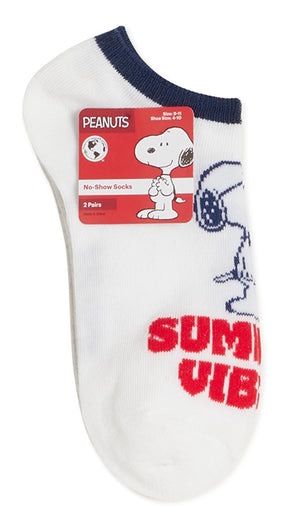 PEANUTS Ladies 2 Pair of SNOOPY PATRIOTIC No Show Socks ‘SUMMER VIBES’