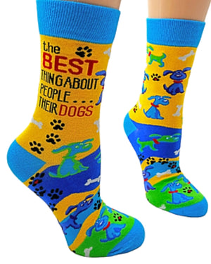 FABDAZ Brand Ladies DOG Socks BEST THING ABOUT PEOPLE… THEIR DOGS’ (CHOOSE COLOR) - Novelty Socks for Less