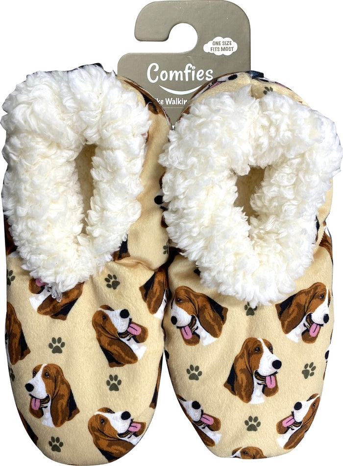 COMFIES BRAND Ladies BASSET HOUND NON-SKID SLIPPERS