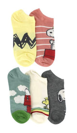 PEANUTS Ladies 5 Pair Of No Show Socks WOODSTOCK, SNOOPY & The RED BARON - Novelty Socks And Slippers