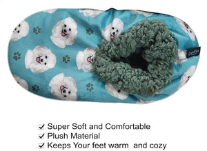 COMFIES BRAND Ladies POODLE DOG (WHITE) Non-Skid Slippers