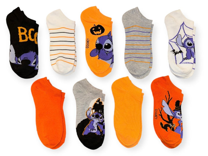 DISNEY LILO & STITCH HALLOWEEN Ladies 9 Pair Of Low Show Socks STITCH AS A WITCH