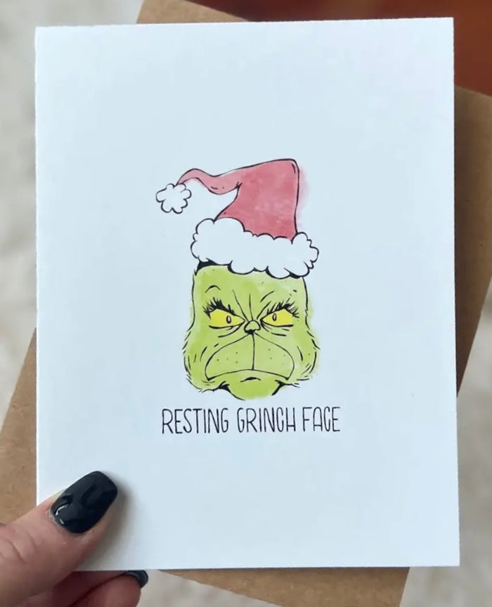 Sassy Christmas Greeting Card RESTING GRINCH FACE