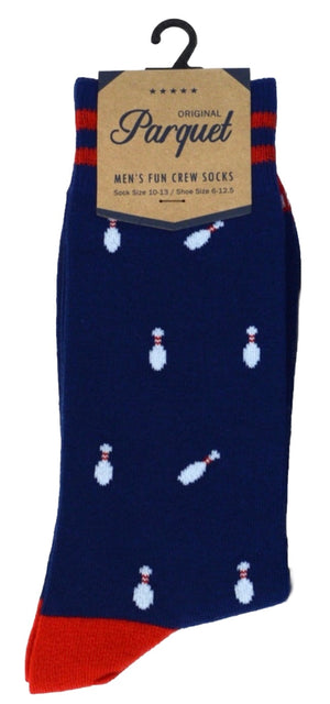 PARQUET Brand Men’s BOWLING Socks BOWLING PINS ALL OVER (CHOOSE COLOR)