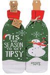 PRIMITIVES BY Kathy CHRISTMAS ALCOHOL WINE BOTTLE SOCK ‘TIS THE SEASON TO GET TIPSY’ - Novelty Socks for Less
