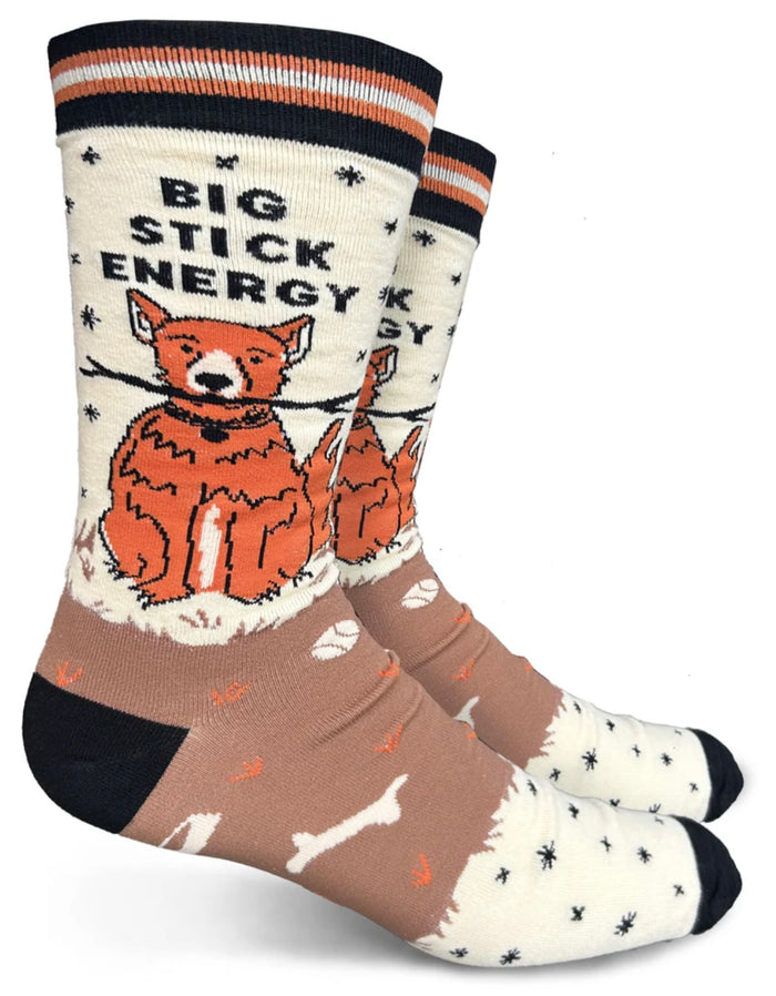 BIG STICK ENERGY Men’s DOG WITH STICK Socks GROOVY THINGS Brand