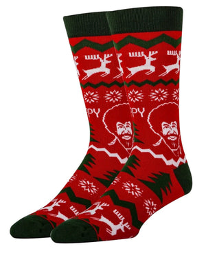 BOB ROSS Men’s 'MERRY MERRY BOB' CHRISTMAS SOCKS OOOH YEAH Brand - Novelty Socks And Slippers
