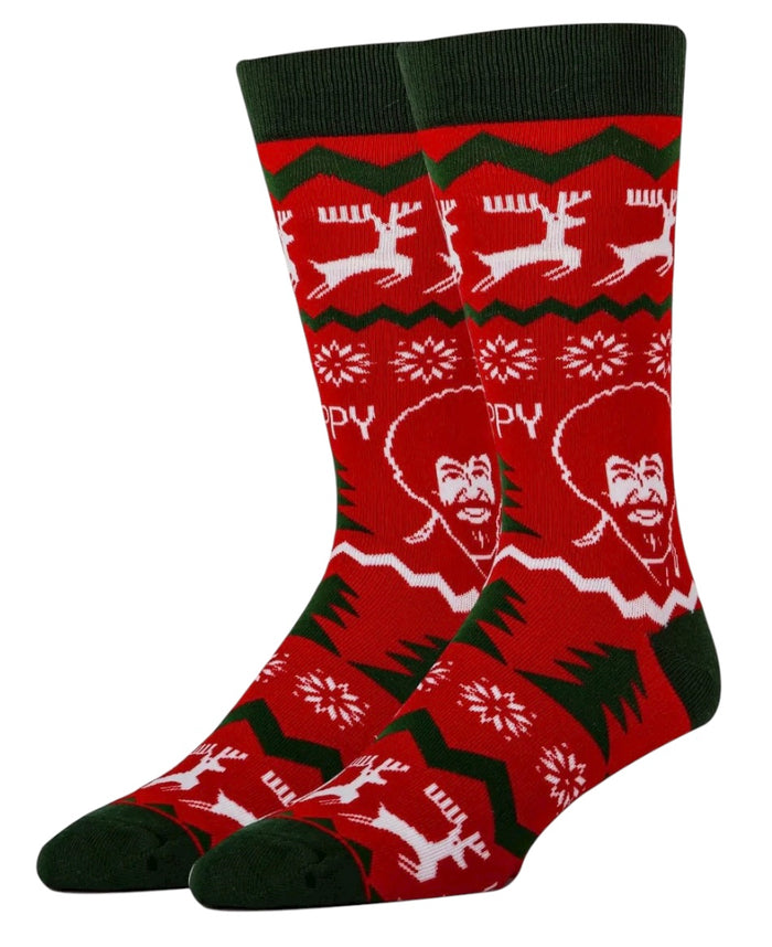 BOB ROSS Men’s 'MERRY MERRY BOB' CHRISTMAS SOCKS OOOH YEAH Brand