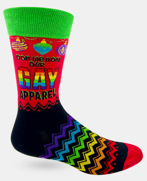 FABDAZ Brand Men’s GAY CHRISTMAS Socks ‘DON WE NOW OUR GAY APPAREL’ - Novelty Socks And Slippers
