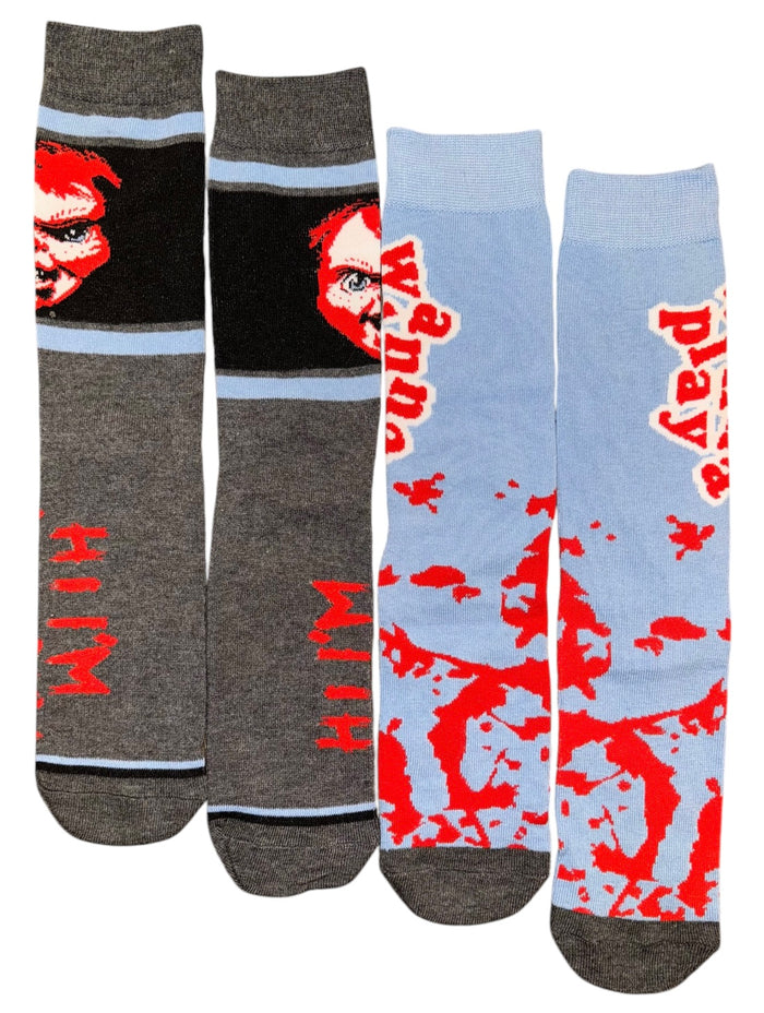 CHUCKY The Horror Movie Men’s 2 Pair Of Socks ‘HI I’M CHUCKY’ Bioworld Brand