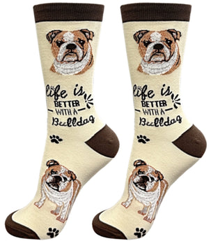 BULLDOG Unisex Socks By E&S Pets CHOOSE SOCK DADDY, HAPPY TAILS, LIFE IS BETTER - Novelty Socks for Less