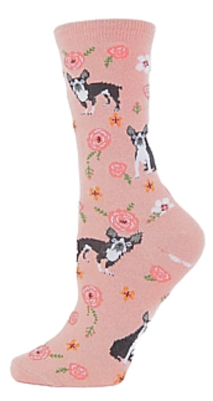MeMoi Brand Ladies GARDEN PUP Socks DOGS & FLOWERS - Novelty Socks And Slippers