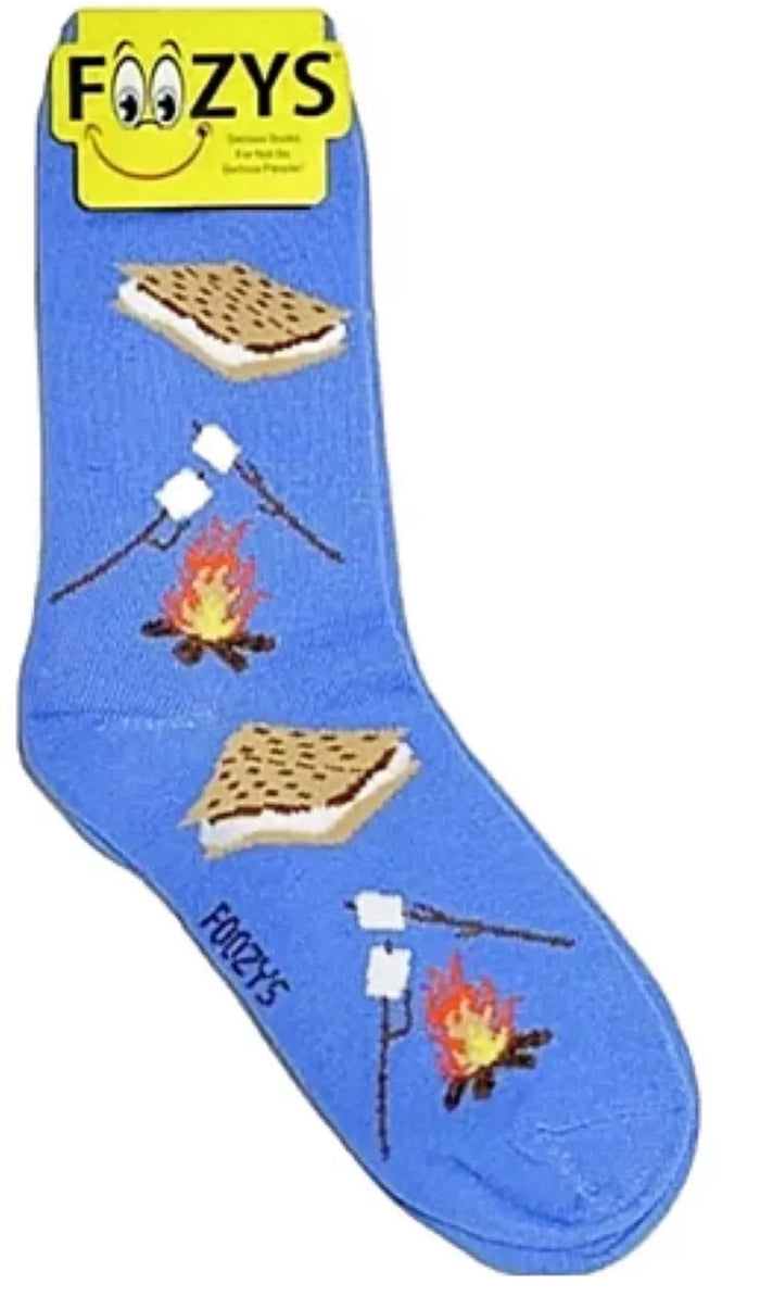 FOOZYS Brand Ladies SMORES Socks Campfire, Marshmallows