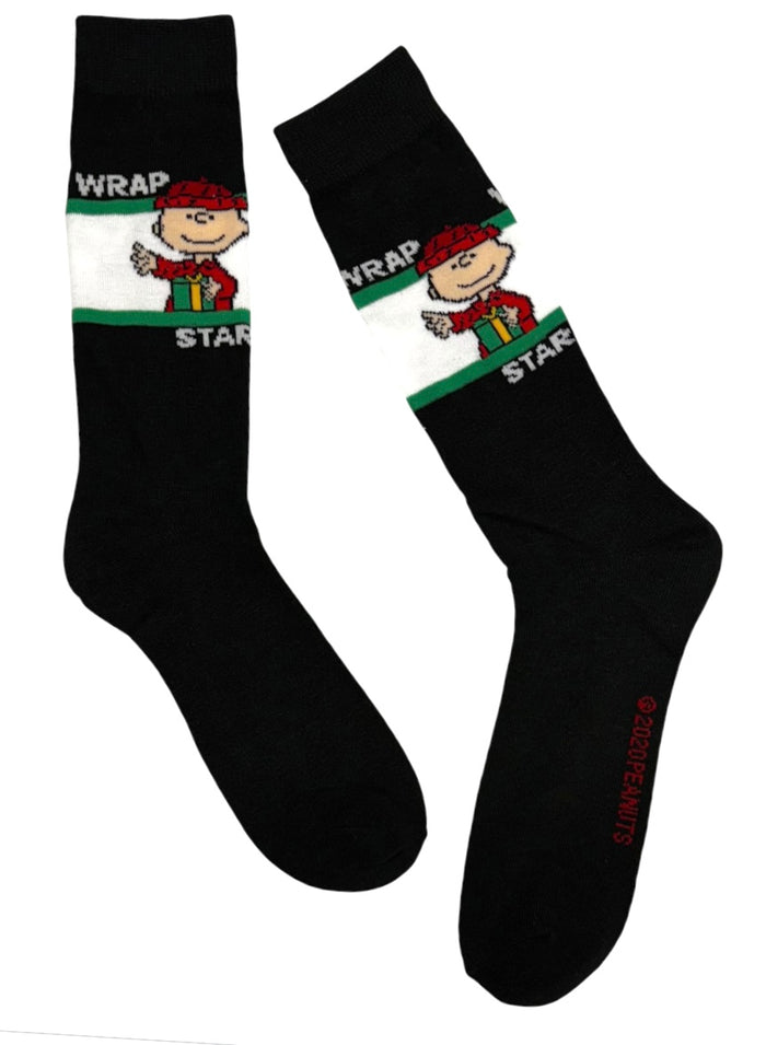 PEANUTS MEN’S CHARLIE BROWN CHRISTMAS ‘WRAP STAR’ Socks