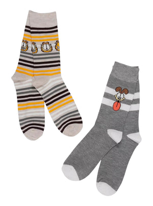 GARFIELD & ODIE Men’s 2 Pair Of Socks NICKELODEON - Novelty Socks And Slippers