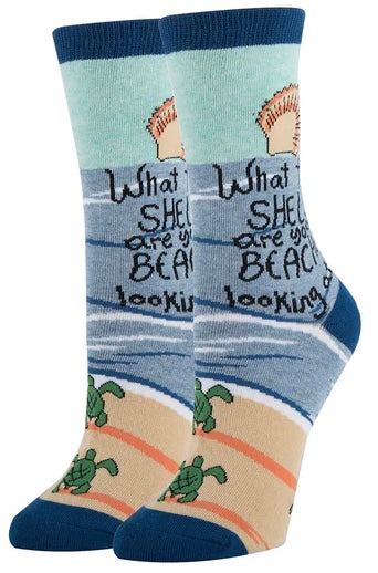 OOOH YEAH Brand Ladies BEACH & TURTLE Socks ‘WHAT THE SHELL ARE YOU BEACHES LOOKING AT?’