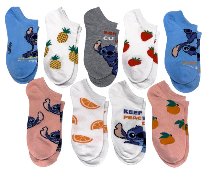 DISNEY LILO & STITCH Ladies 9 Pair Of Low Show Socks ‘KEEP IT PEACHY’